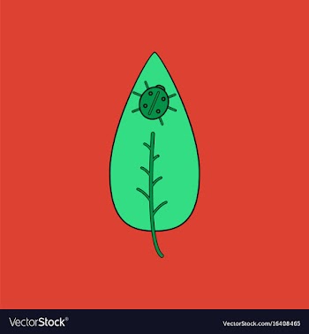 Flat icon design collection leaf and ladybug vector image