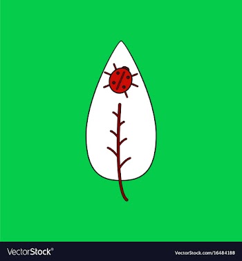 Flat icon design collection leaf and ladybug vector image