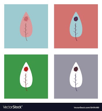 Flat icon design collection leaf and ladybug vector image