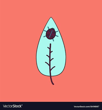 Flat icon design collection leaf and ladybug vector image