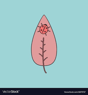 Flat icon design collection leaf and ladybug vector image