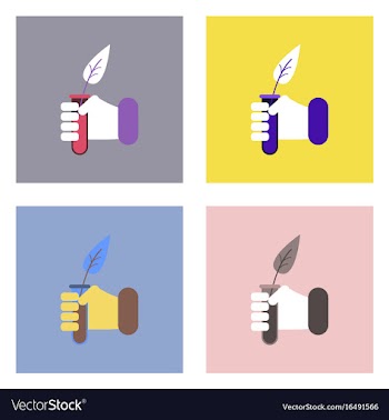 Flat icon design collection leaf in test tube vector image