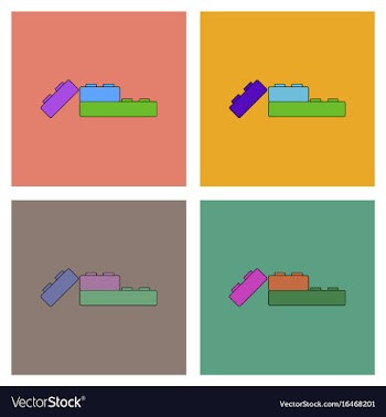 Flat icon design collection lego constructor vector image