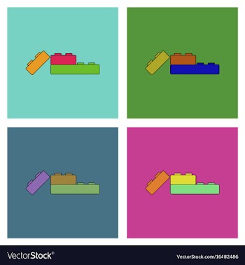 Flat icon design collection lego constructor vector image