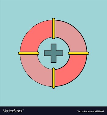 Flat icon design collection lifebuoy with a cross vector image