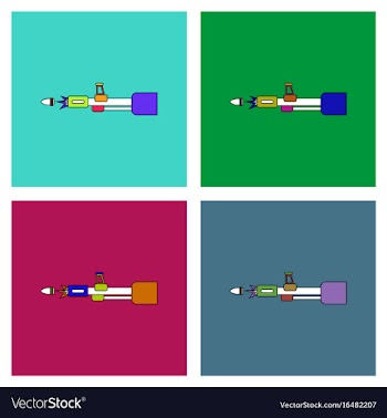 Flat icon design collection machine gun bullet vector image