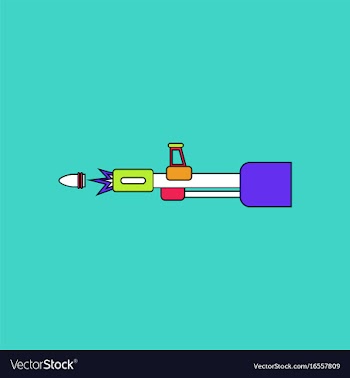 Flat icon design collection machine gun bullet vector image