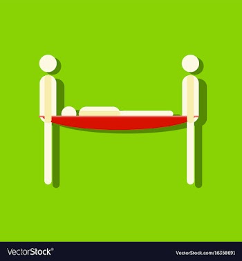 Flat icon design collection man on a stretcher in vector image
