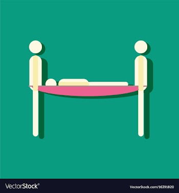 Flat icon design collection man on a stretcher in vector image