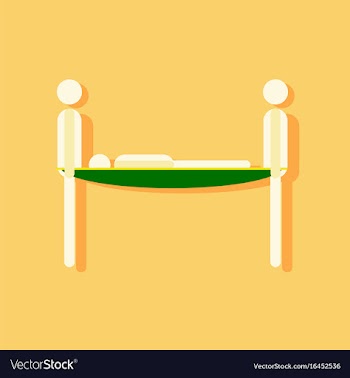 Flat icon design collection man on a stretcher in vector image