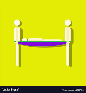Flat icon design collection man on a stretcher in vector image