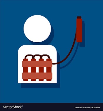 Flat icon design collection man with bomb in vector image