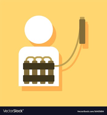 Flat icon design collection man with bomb in vector image