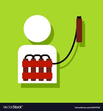 Flat icon design collection man with bomb in vector image