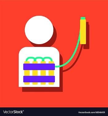 Flat icon design collection man with bomb in vector image