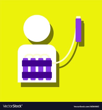 Flat icon design collection man with bomb in vector image