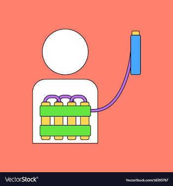 Flat icon design collection man with bomb vector image