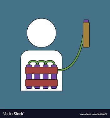 Flat icon design collection man with bomb vector image