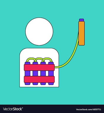 Flat icon design collection man with bomb vector image
