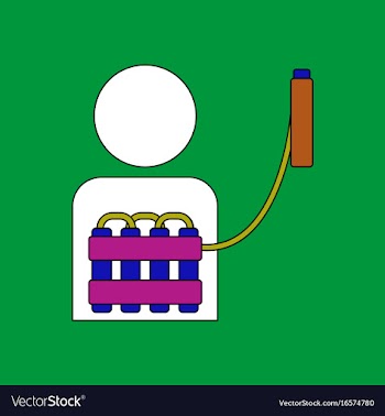 Flat icon design collection man with bomb vector image