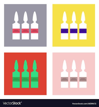 Flat icon design collection medical ampoule vector image