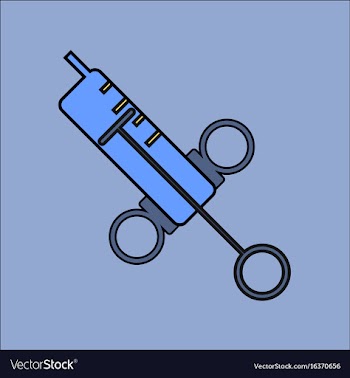 Flat icon design collection medical big syringe vector image