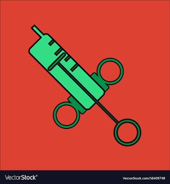 Flat icon design collection medical big syringe vector image