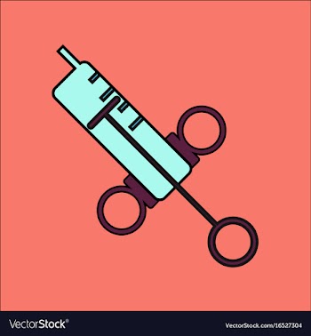 Flat icon design collection medical big syringe vector image