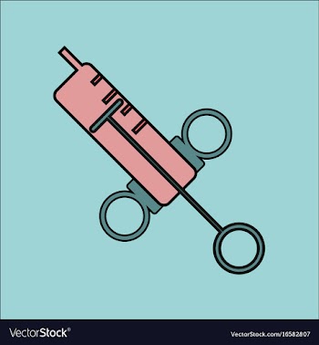 Flat icon design collection medical big syringe vector image