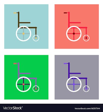Flat icon design collection medical wheelchair vector image