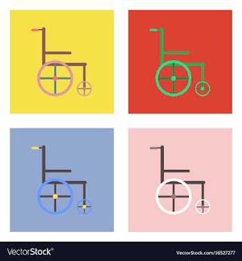 Flat icon design collection medical wheelchair vector image