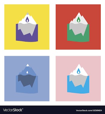 Flat icon design collection melted ice berg vector image
