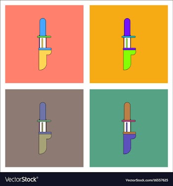Flat icon design collection military knife vector image