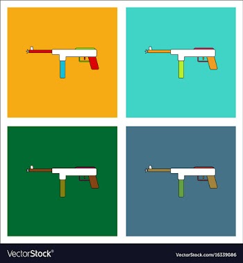 Flat icon design collection military machine gun vector image