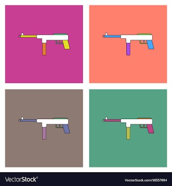 Flat icon design collection military machine gun vector image