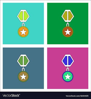 Flat icon design collection military medal vector image