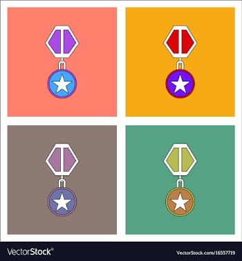 Flat icon design collection military medal vector image