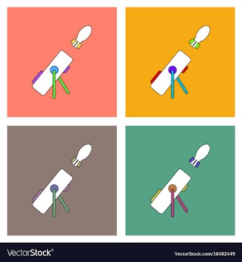 Flat icon design collection military mortar and vector image