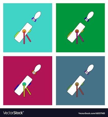 Flat icon design collection military mortar and vector image