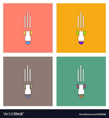 Flat icon design collection military mortar shell vector image