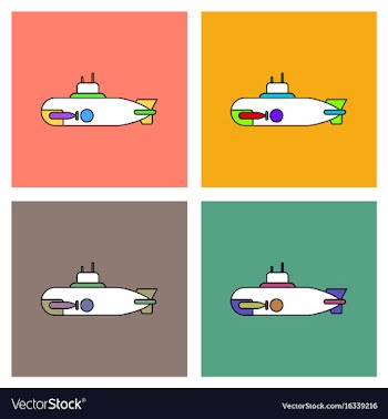 Flat icon design collection military submarine vector image