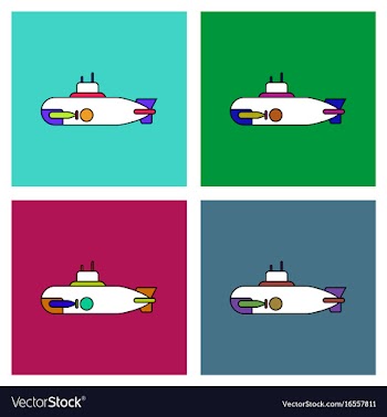 Flat icon design collection military submarine vector image