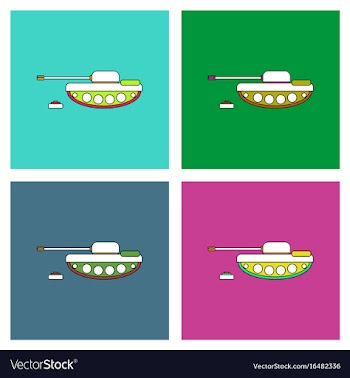 Flat icon design collection military tank and mine vector image