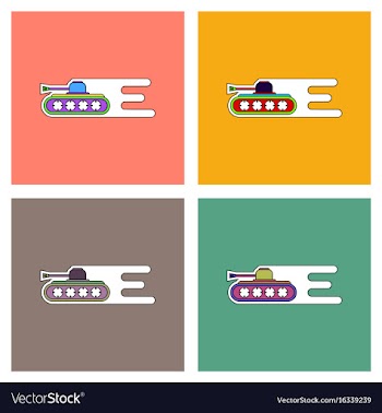 Flat icon design collection military tank high vector image