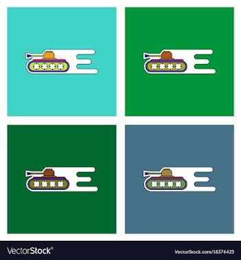 Flat icon design collection military tank high vector image