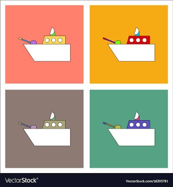 Flat icon design collection military warship vector image