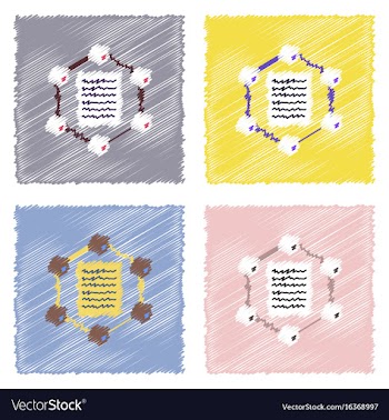 Flat icon design collection molecule and lattice vector image