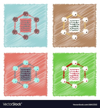 Flat icon design collection molecule and lattice vector image