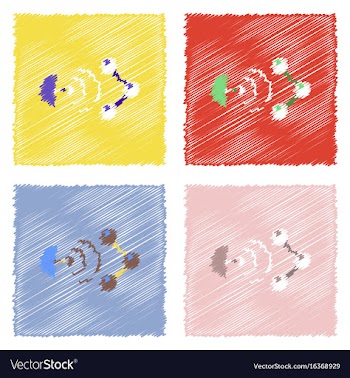 Flat icon design collection molecule and satellite vector image