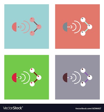 Flat icon design collection molecule and satellite vector image